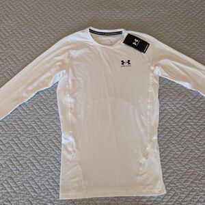 NWT Under Armour HeatGear Compression Long Sleeved Shirt White M (0250)
